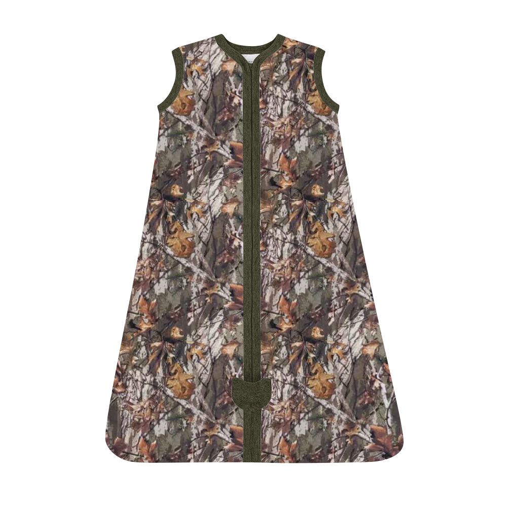Pre-order Baby Newborn Camo Leaves Zipper Sleepwear Gown