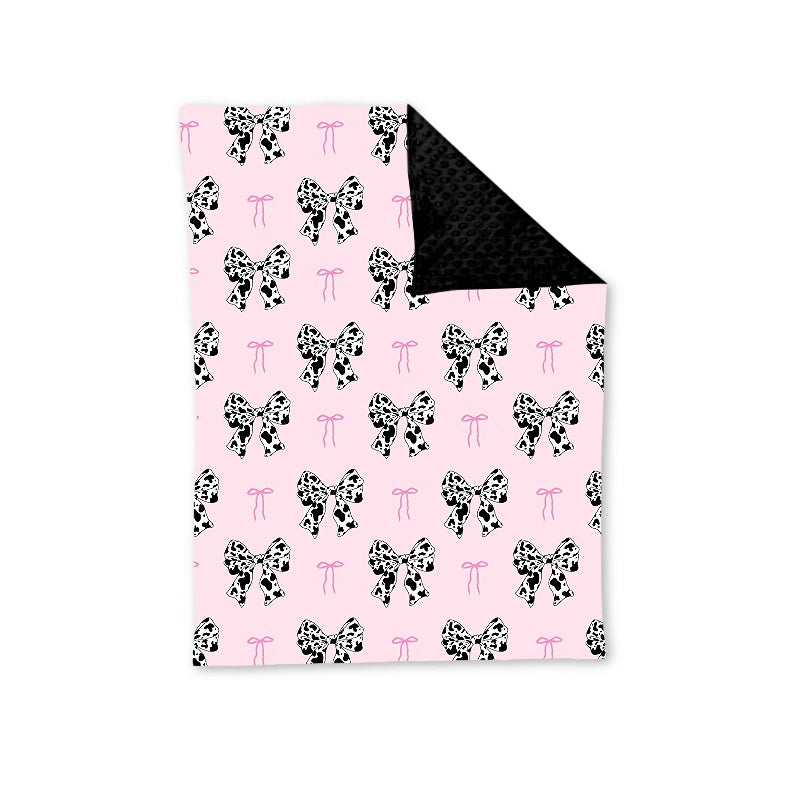Pre-order Baby Kids Girl Western Bows Cow Pink Blanket