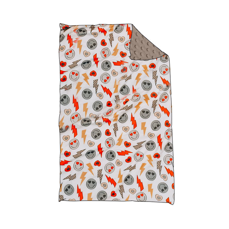 Pre-order Baby Boy Toddler Valentines Hearts Smile Minky Blanket