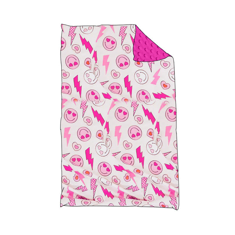 Pre-order Baby Girl Toddler Valentines Smile Hearts Pink Minky Blankets