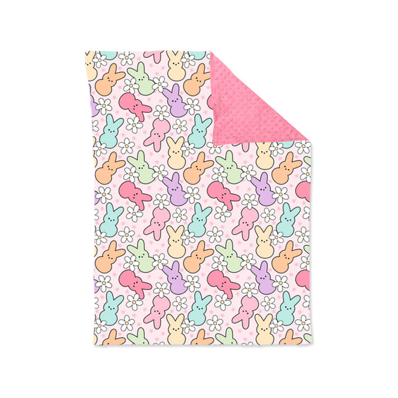 Pre-order Baby Girl Toddler Easter Rabbit Flower Minky Blanket