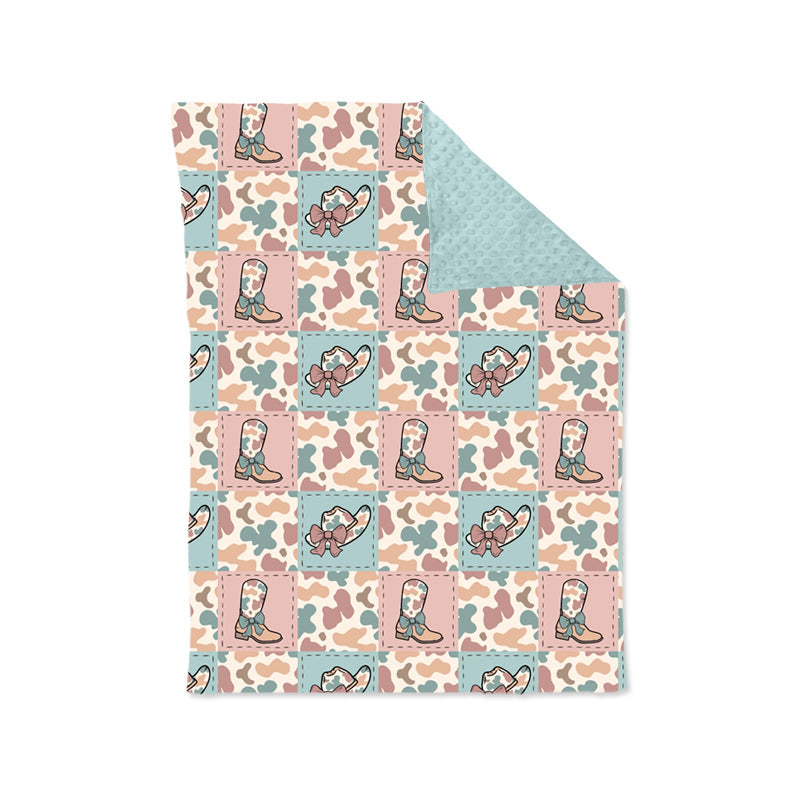 Preorder Baby Kids Toddler Camo Western Boots Hats Minky Blanket