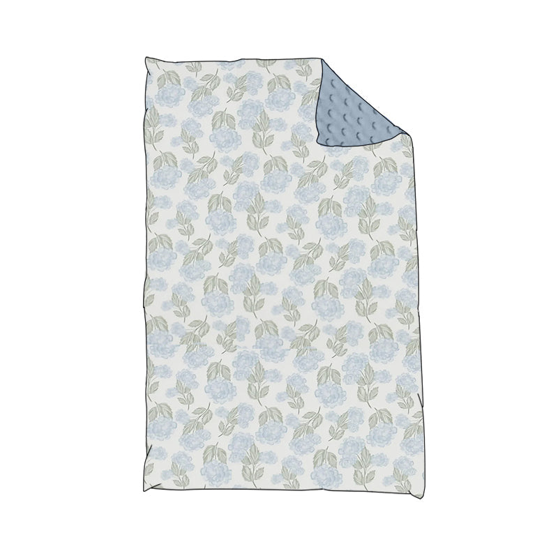 Preorder Baby Girl Toddler Flower Bows Blue Minky Blanket