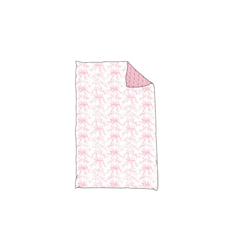 Preorder Baby Girl Toddler Pink Bows Minky Blanket