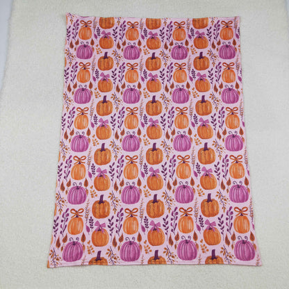 Sibling Girls Kids Long Sleeves Pumpkin Bows Floral Sibling Blanket Pajamas Footie Zipper Romper Set Clothes RTS