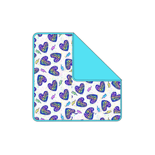 ( Moq 5 ) Preorder Baby Kids Toddler Valentines Leopard Hearts Blue Blanket