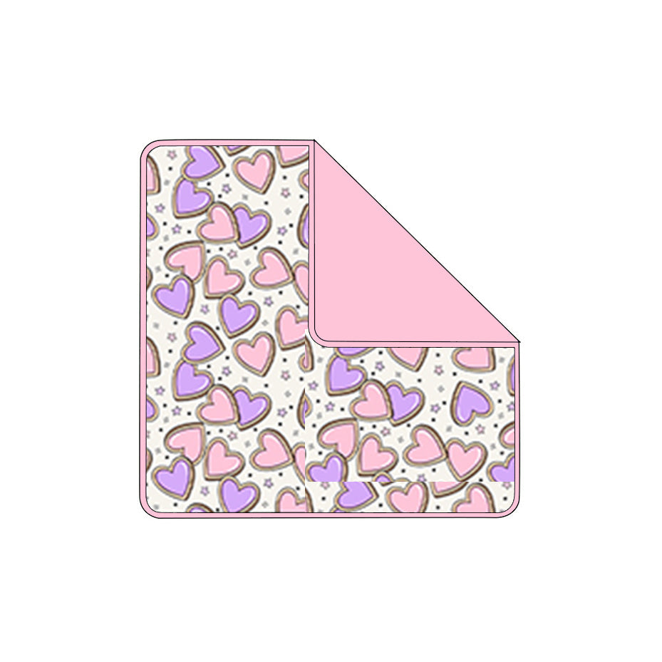 ( Moq 5 ) Preorder Baby Girls Kids Valentines Pink Purple Hearts Bows Blanket