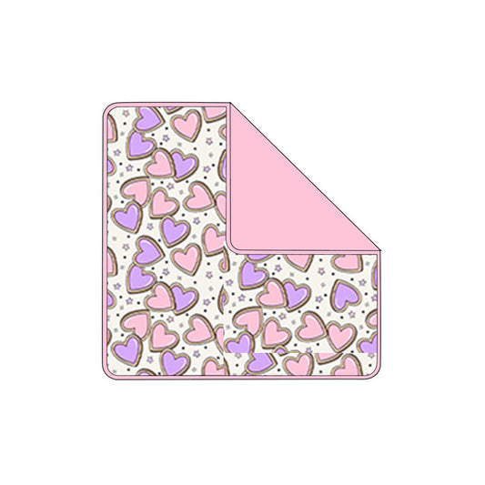 ( Moq 5 ) Preorder Baby Girls Kids Valentines Pink Purple Hearts Bows Blanket