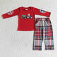 Baby Boy Girl Embroidery Tractors Christmas Sibling Pajamas Set