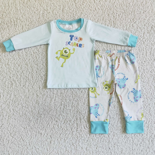 Promotion Baby Boy Long Sleeves Shirt Pants Pajamas Monster Set