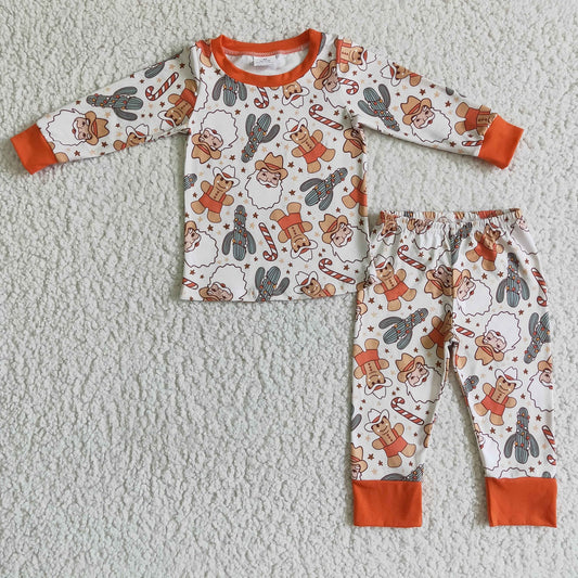 Promotion Baby Boy Long Sleeves Christmas Santa Cactus Shirt Pants Pajamas Outfit