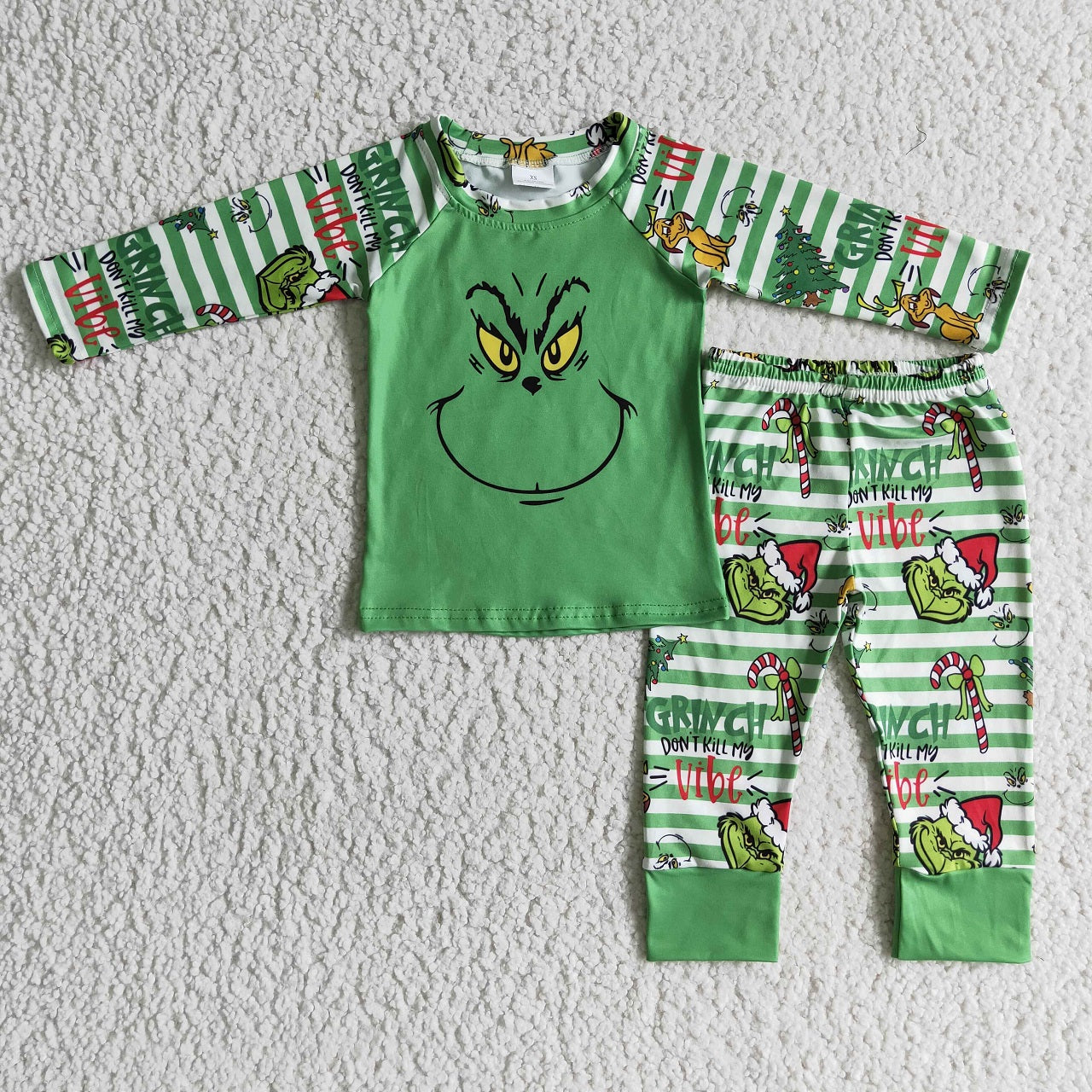 Promotion Baby Boy Long Sleeves Green Shirt Pants Christmas Frog Pajamas Set