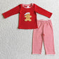 Baby Boy Girl Christmas Embroidery Gingerbread Sibling Red Romper Clothes Set