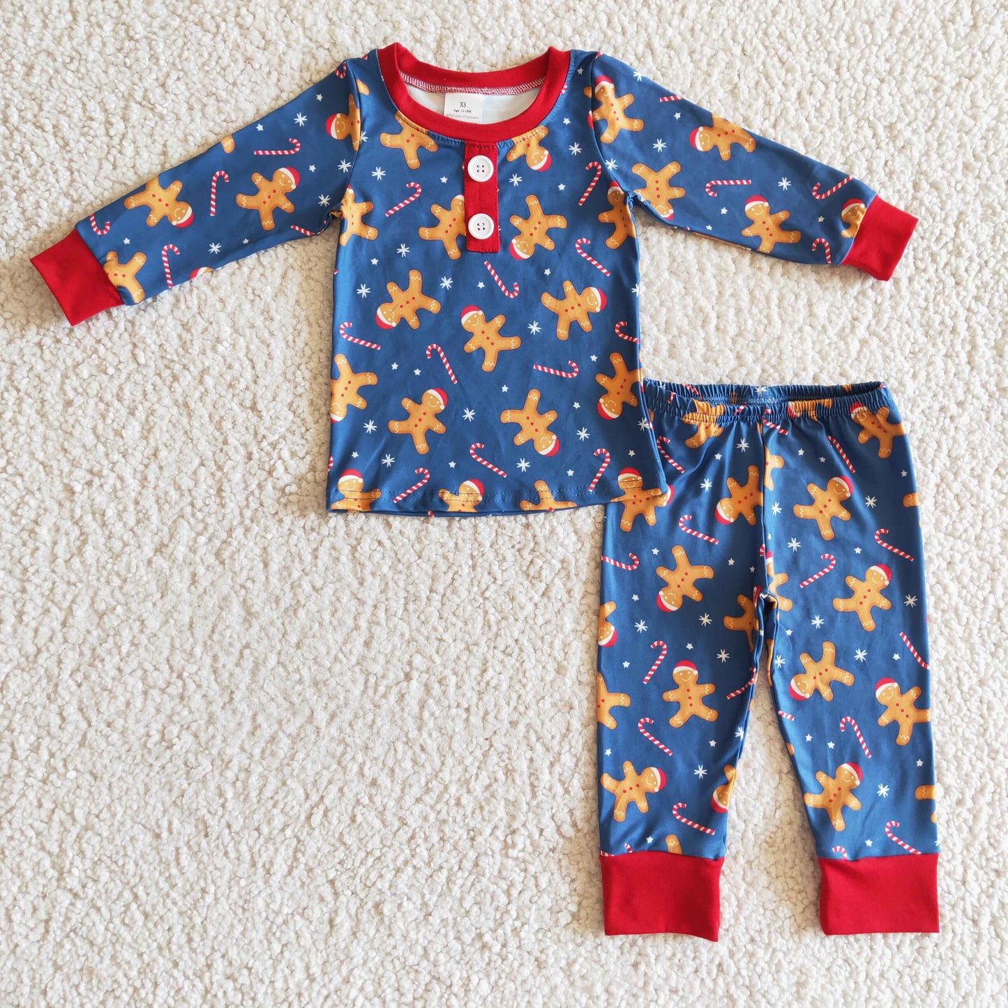 Promotion Baby Boy Long Sleeves Gingerbread Shirt Pants Christmas Pajamas Outfit