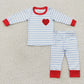 Baby Boy Girl Long Sleeves Valentines Embroidery Heart Stripes Sibling Pajamas Clothes Set