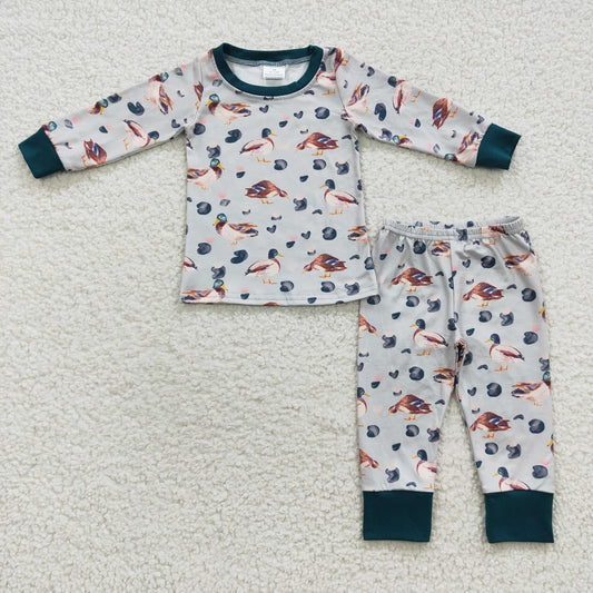 Promotion Baby Boy Long Sleeves Ducks Shirt Pants Outfit Pajamas Set