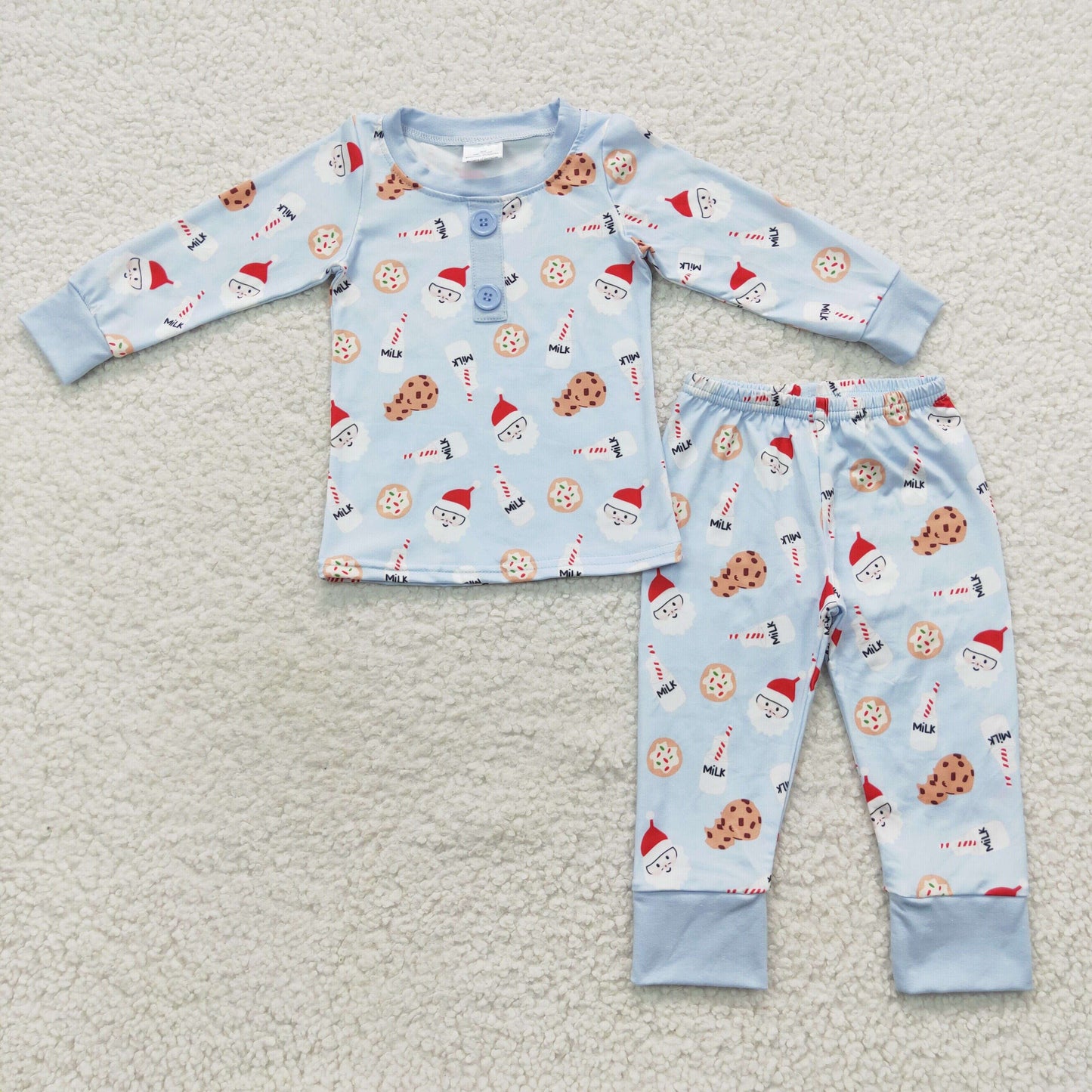 Promotion Baby Boy Christmas Long Sleeves Santa Cakes Shirt Pants Outfit Pajamas RTS