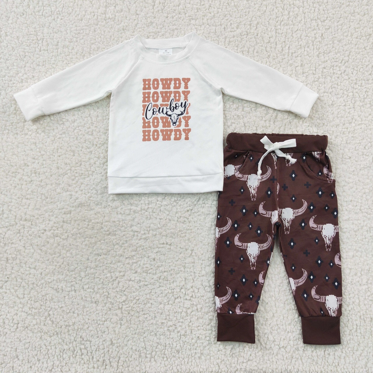 Promotion Baby Boy Howdy Cow Long Sleeves Shirt Pants Western Outfit