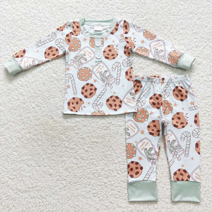 Baby Boy Girl Long Sleeves Christmas Cake Sibling Romper Pajamas Clothes Set