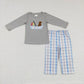 Baby Boy Long Sleeves Dogs Ducks Embroidery Shirt Pants Set Sibling Hunting Clothes RTS