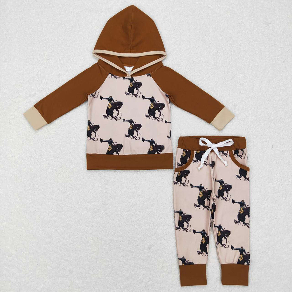Baby Boy Girl Long Sleeves Western Hoodie Shirt Pants Set Sibling Clothes RTS