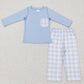 Sibling Baby Boys Girls Kids Long Sleeves Tops Pants Flower Plaid Outfits Clothes RTS