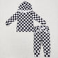 Baby Girl Long Sleeves Hoodie Shirt Flower Plaid Leopard Pants Sibling Clothes Set RTS