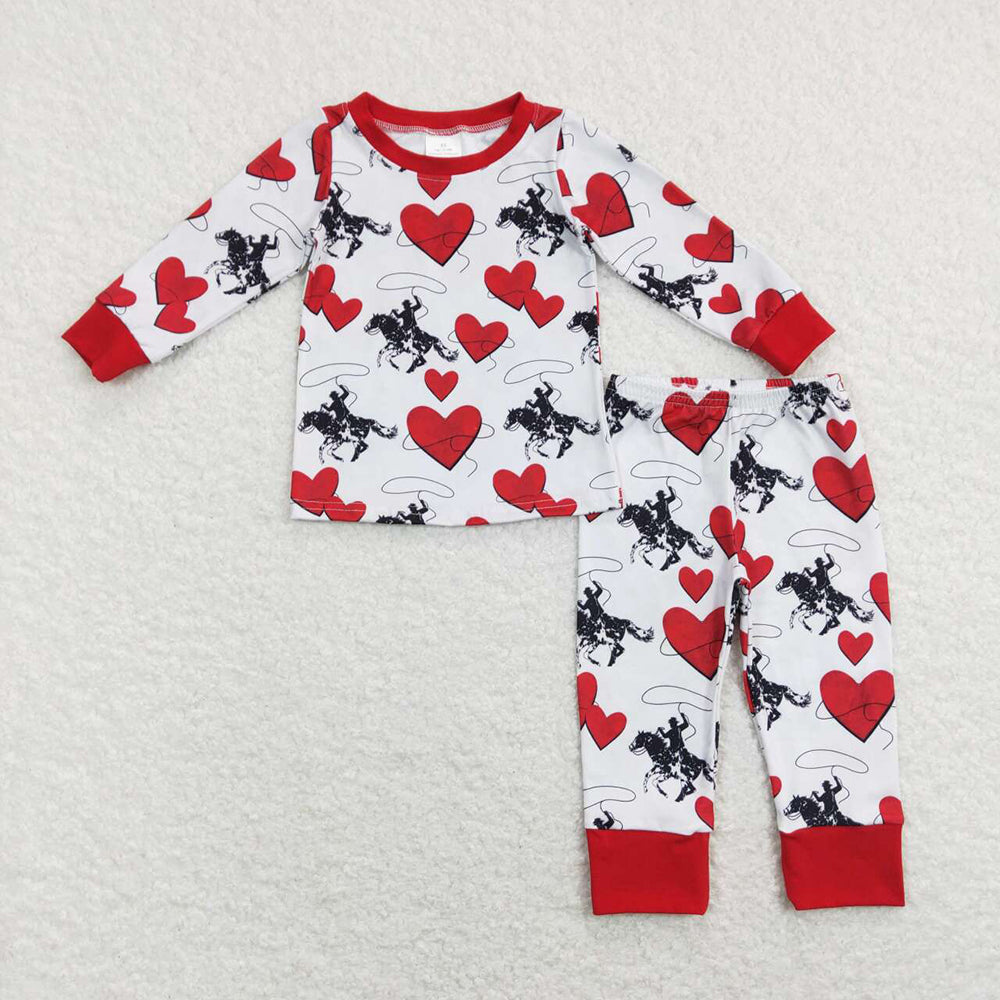 Baby Girl Long Sleeves Valentines Heart Shirt Pants Sibling Pajamas Clothes Sets