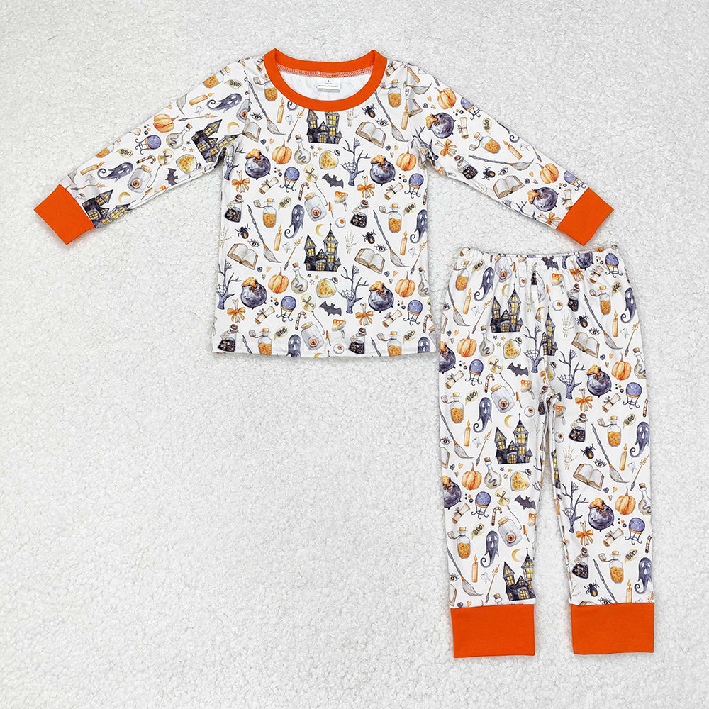 Baby Boy Girl Halloween Pumpkin Ghost Sibling Pajamas Set