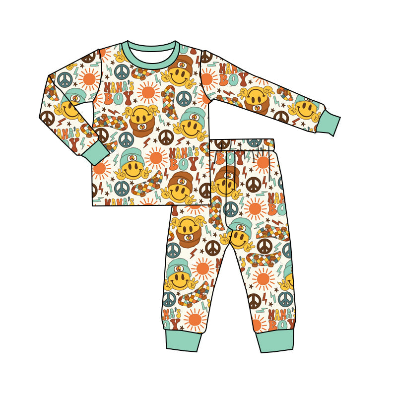 Pre-order Baby Boys Mama's Boy Smile Shirt Pants Pajamas Clothes Set