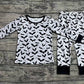 Baby Boy Grey Bats Shirt Pants Bamboo Pajamas Halloween Set