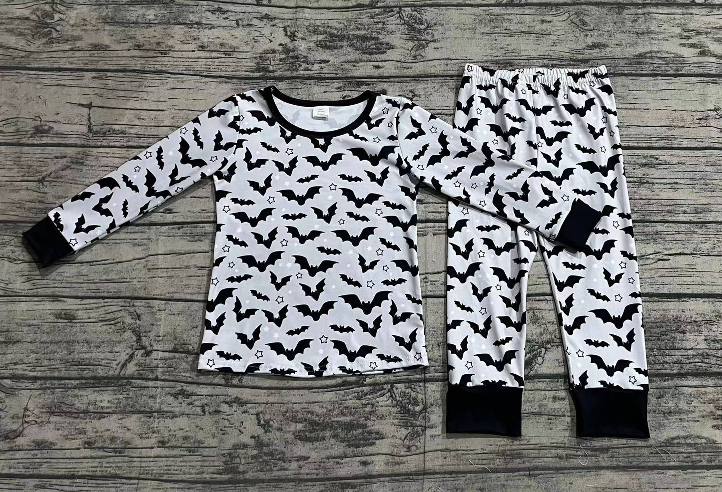 Baby Boy Grey Bats Shirt Pants Bamboo Pajamas Halloween Set