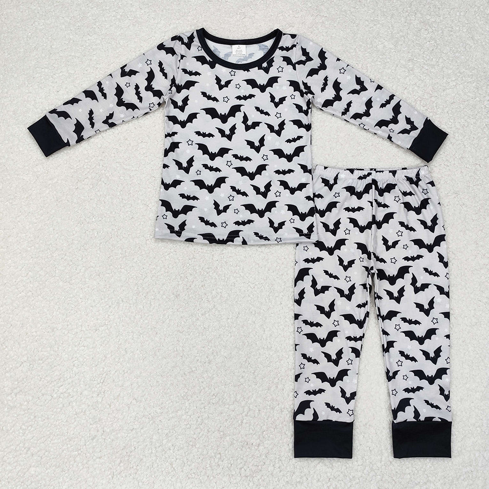 Baby Boy Grey Bats Shirt Pants Bamboo Pajamas Halloween Set