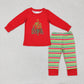 Sibling Boys Girls Kids Merry Christmas Red Shirt Stripes Pants Christmas Pajamas Set RTS