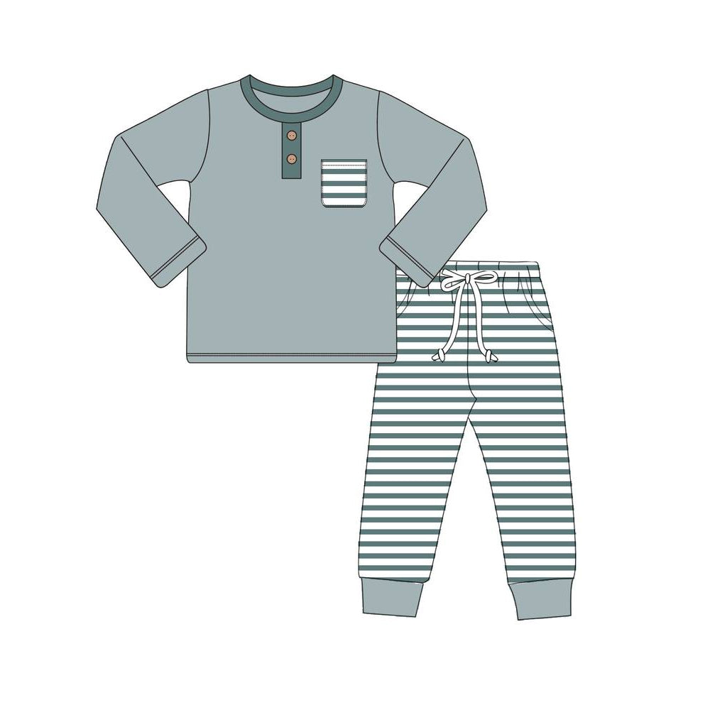 Pre-order Baby Boys Fall Dark Green Pocket Top Legging Set