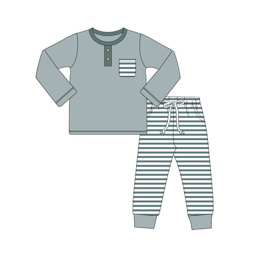 Pre-order Baby Boys Fall Dark Green Pocket Top Legging Set