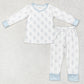 Baby Boy Halloween Ghost Shirt Pants Bamboo Pajamas Blue Set