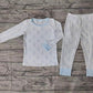 Baby Boy Halloween Ghost Shirt Pants Bamboo Pajamas Blue Set