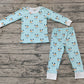 Baby Boy Long Sleeves Blue Snowman Shirt Pants Pajamas Bamboo Christmas Set