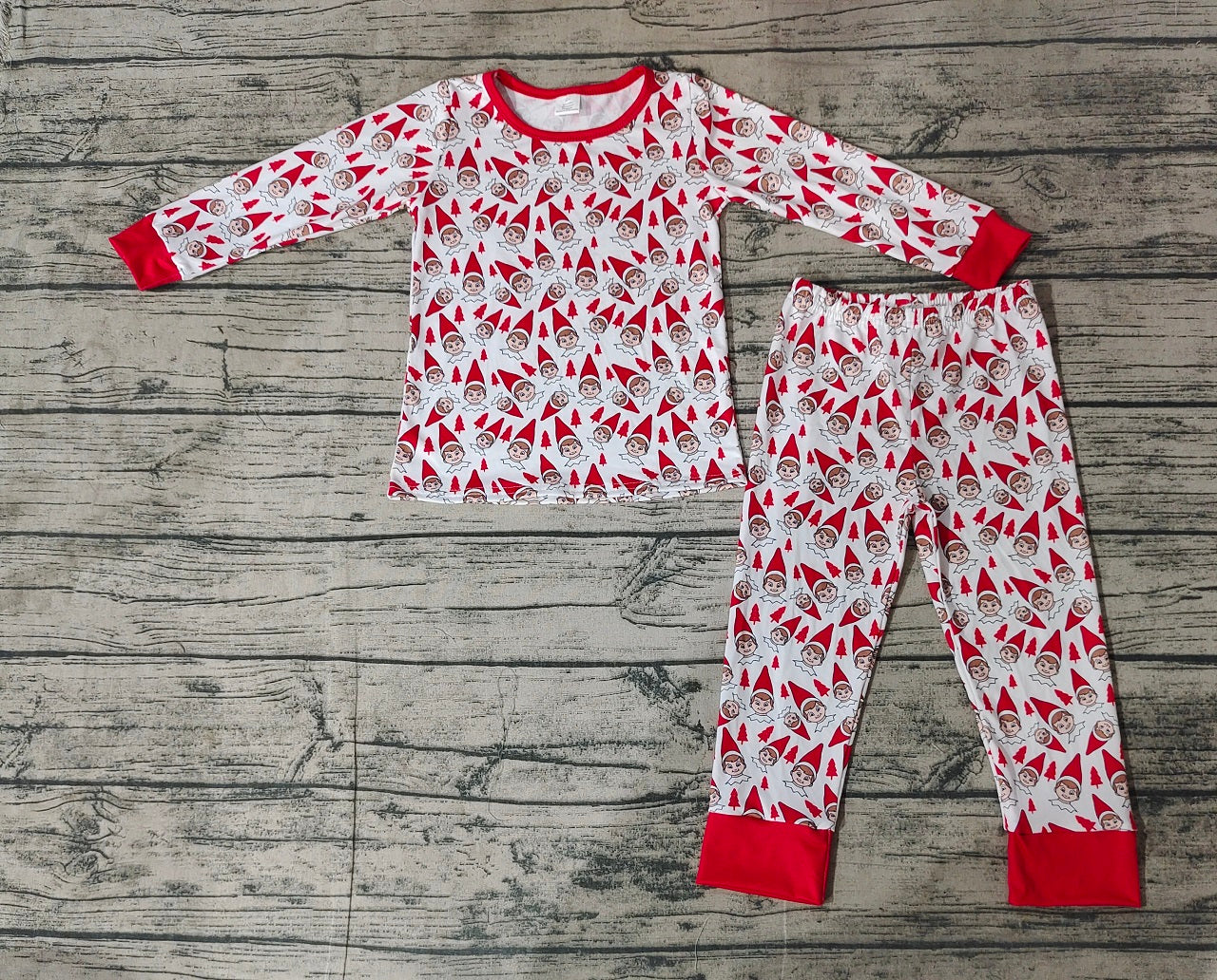 Baby Boy Long Sleeves Red Shelf Shirt Pants Pajamas Bamboo Set