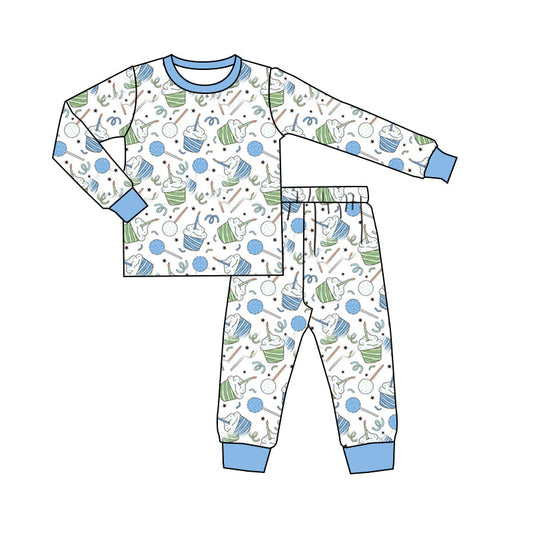 Pre-order Baby Boys Blue Birthday Cake Shirt Pants Pajamas Set