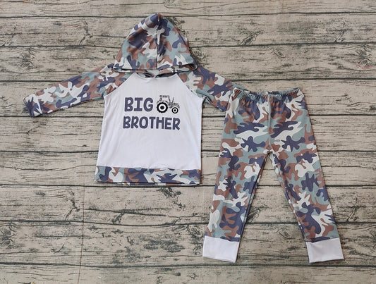 Baby Boy Big Brother Tractor Camo Long Sleeve Hodie Pants Set