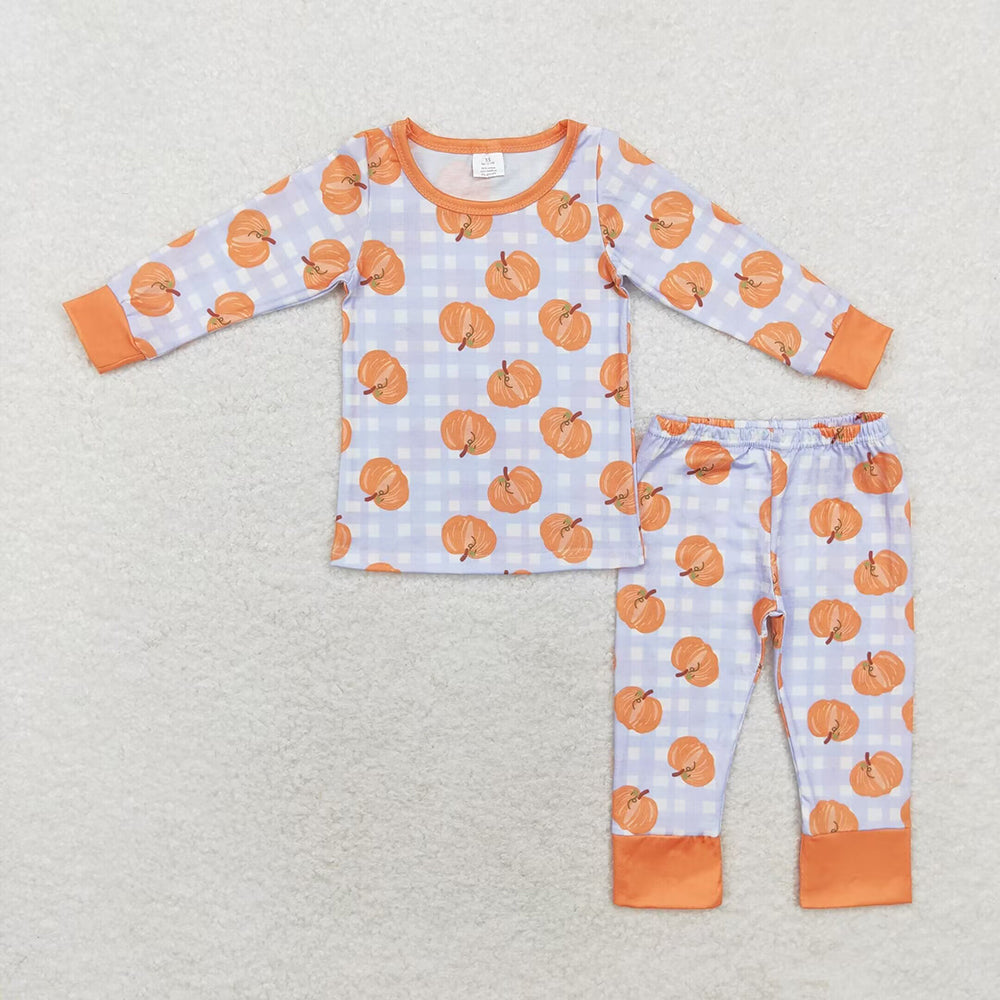 Baby Boy Girl Pumpkin Shirt Pants Sibling Bamboo Pajamas Set