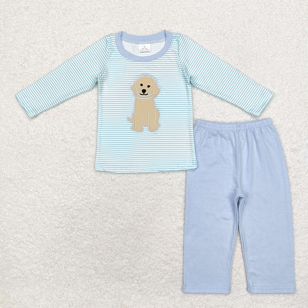 Baby Boy Girl Embroidery Dog Tops Pants Sibling Set