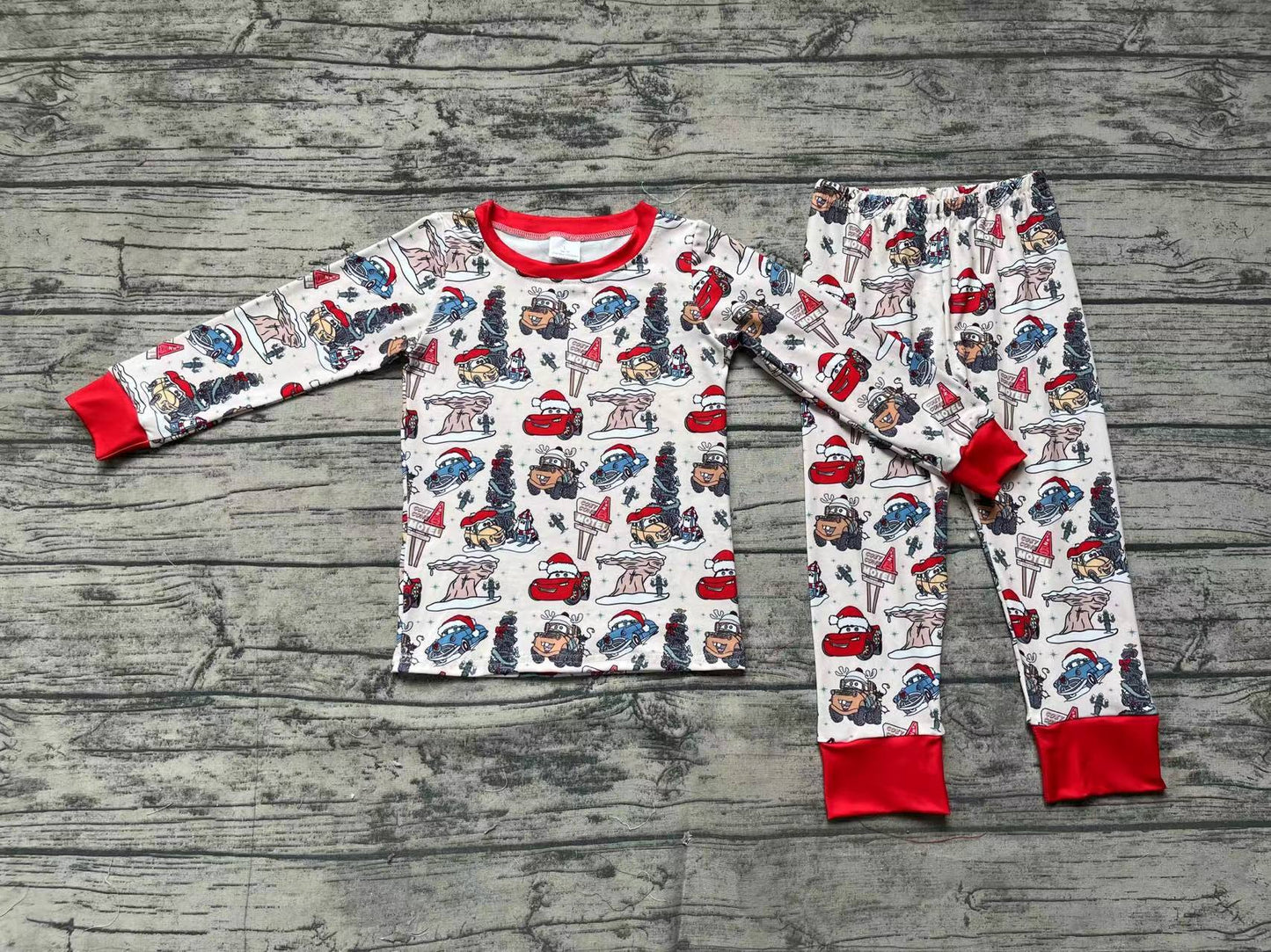 Baby Boy Long Sleeves Christmas Cars Shirt Pants Pajamas Set