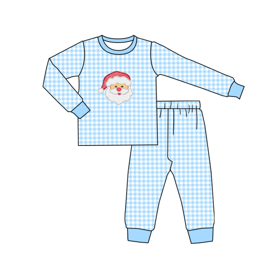 Pre-order Baby Boy Christmas Blue Santa Shirt Pants Pajamas Clothes Set