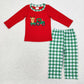 Sibling Baby Boys Girls Long Sleeves Embroidery Trucks Tops Pants Christmas Clothes Sets RTS