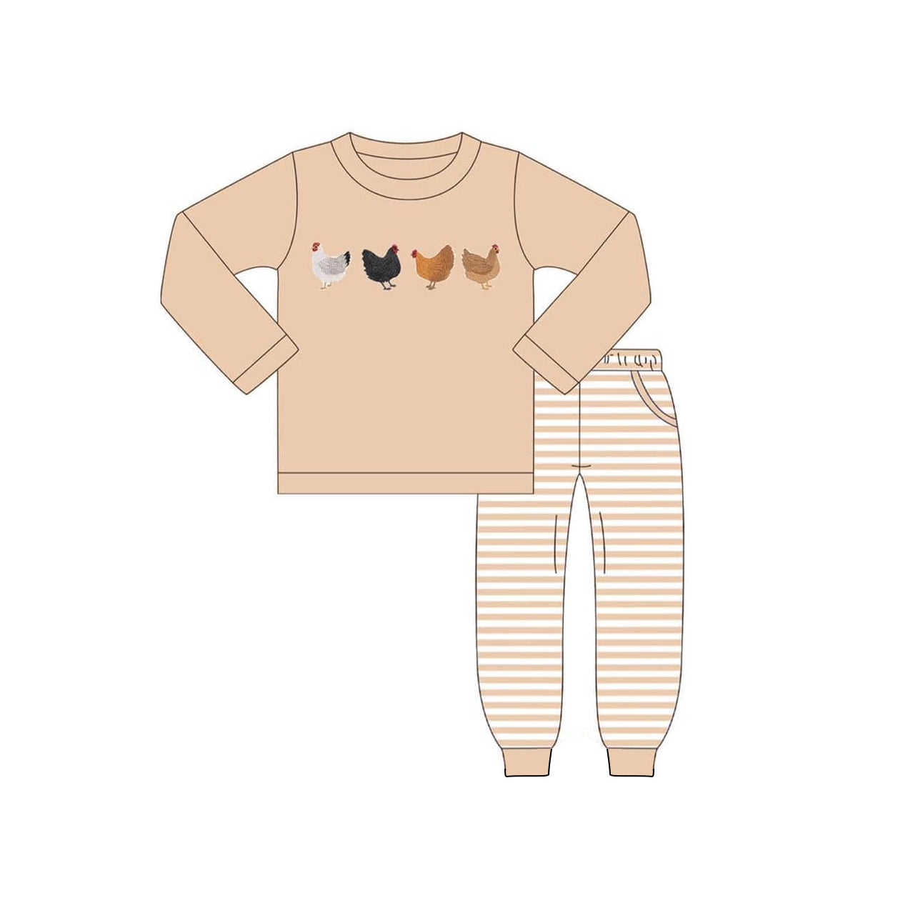 Pre-order Baby Boy Fall Chicken Farm Shirt Pants Clothes Set