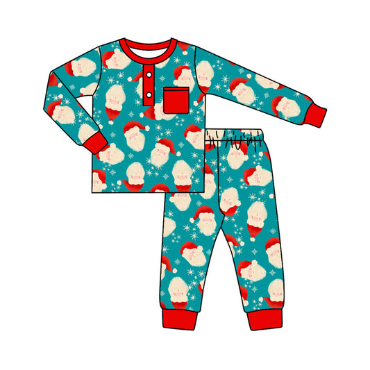 Pre-order Baby Boy Christmas Santa Pocket Shirt Pants Pajamas Set