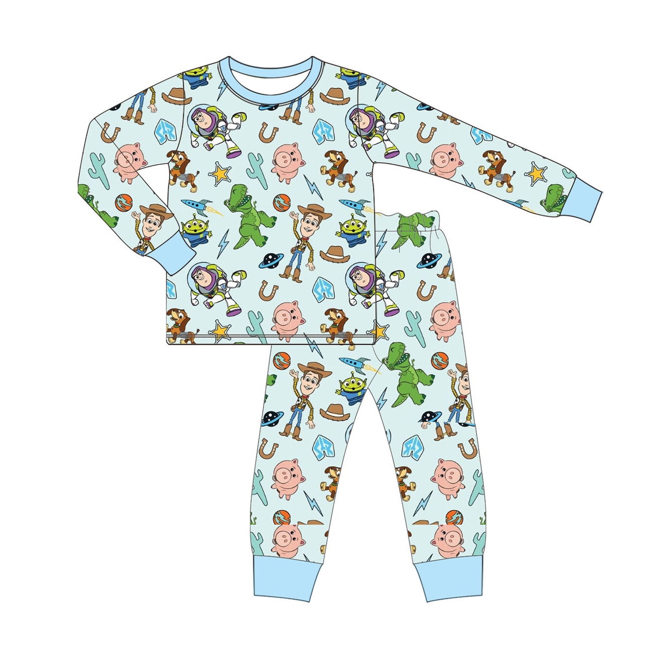 Pre-order Baby Boy Toys Blue Cactus Shirt Pants Pajamas Set